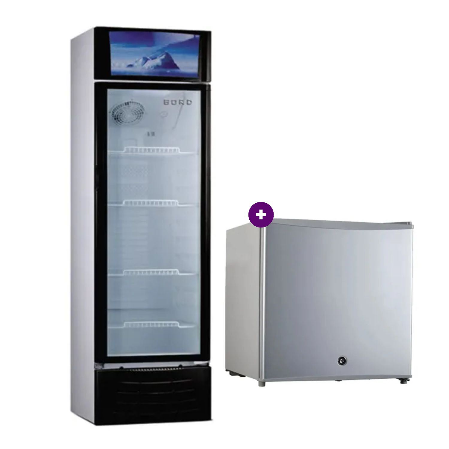 Combo Exhibidora Bord EX309-M Vertical 309 LT + Friobar Bord MI50S-M 50LT Silver