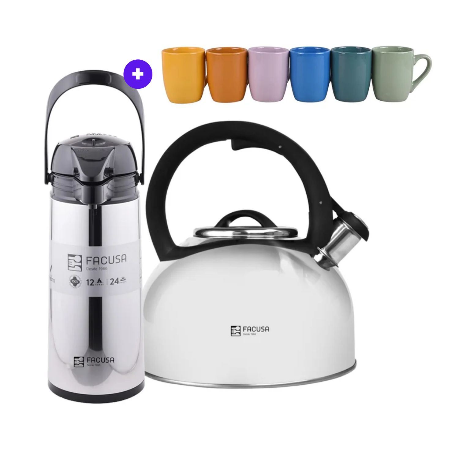 Pack Facusa Tetera Hogar 3LT + Termo Sifón 1.9LT Acero Inoxidable