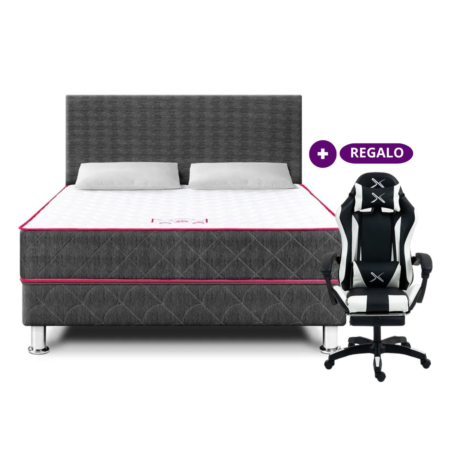 Juego de dormitorio Paraíso Nappy 2PLZ + 2 Almohadas + Regalo Silla Gamer Lyzor