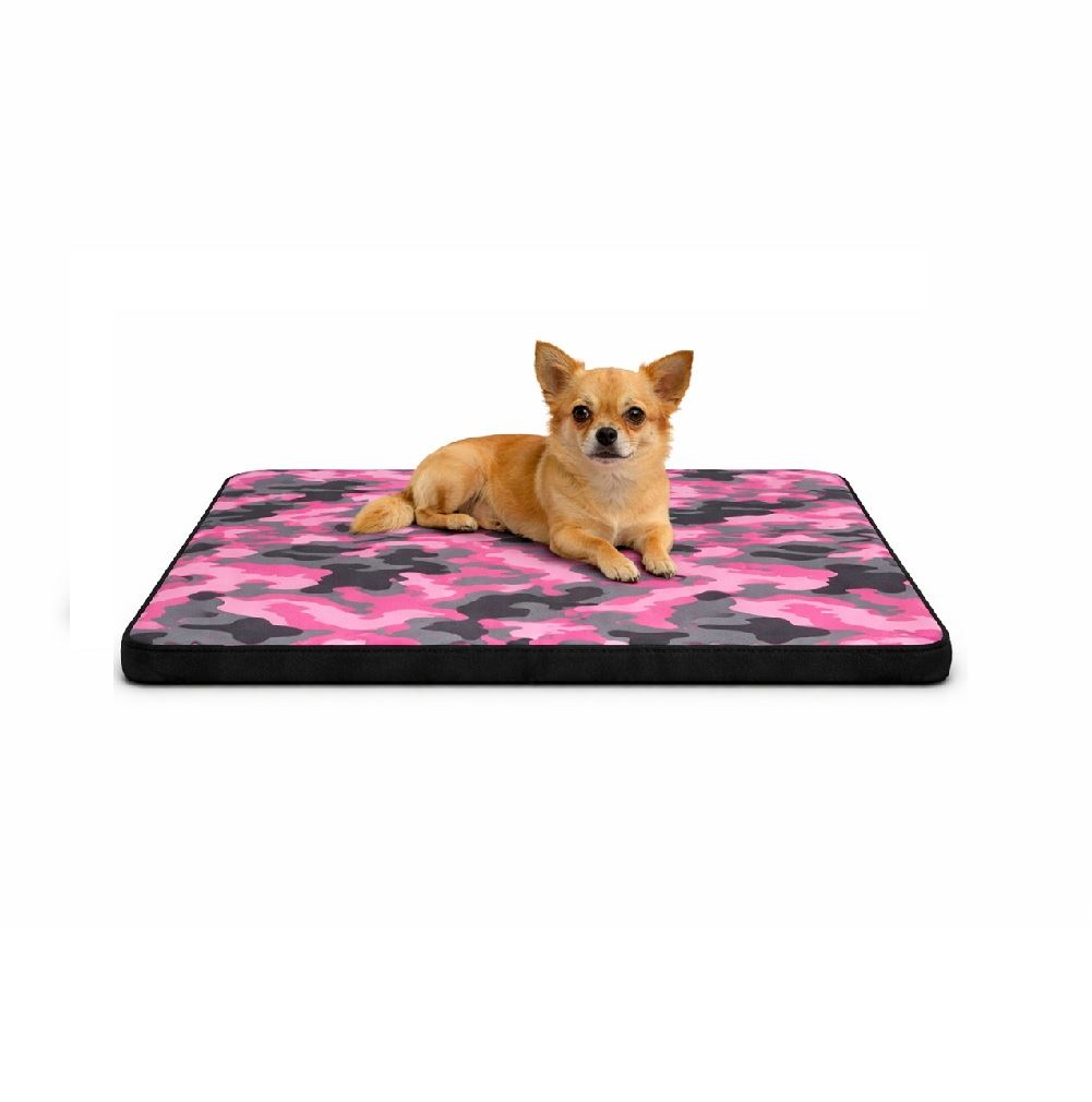 Cama colchoneta básica de verano para perro y gatos diseño camuflado fucsia talla 0