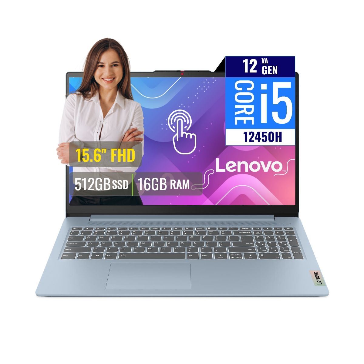 Laptop Lenovo IdeaPad Slim 3 15IAH8 Intel Core i5 12450H 16GB RAM 512GB SSD 15.6 Tactil FHD FreeDOS