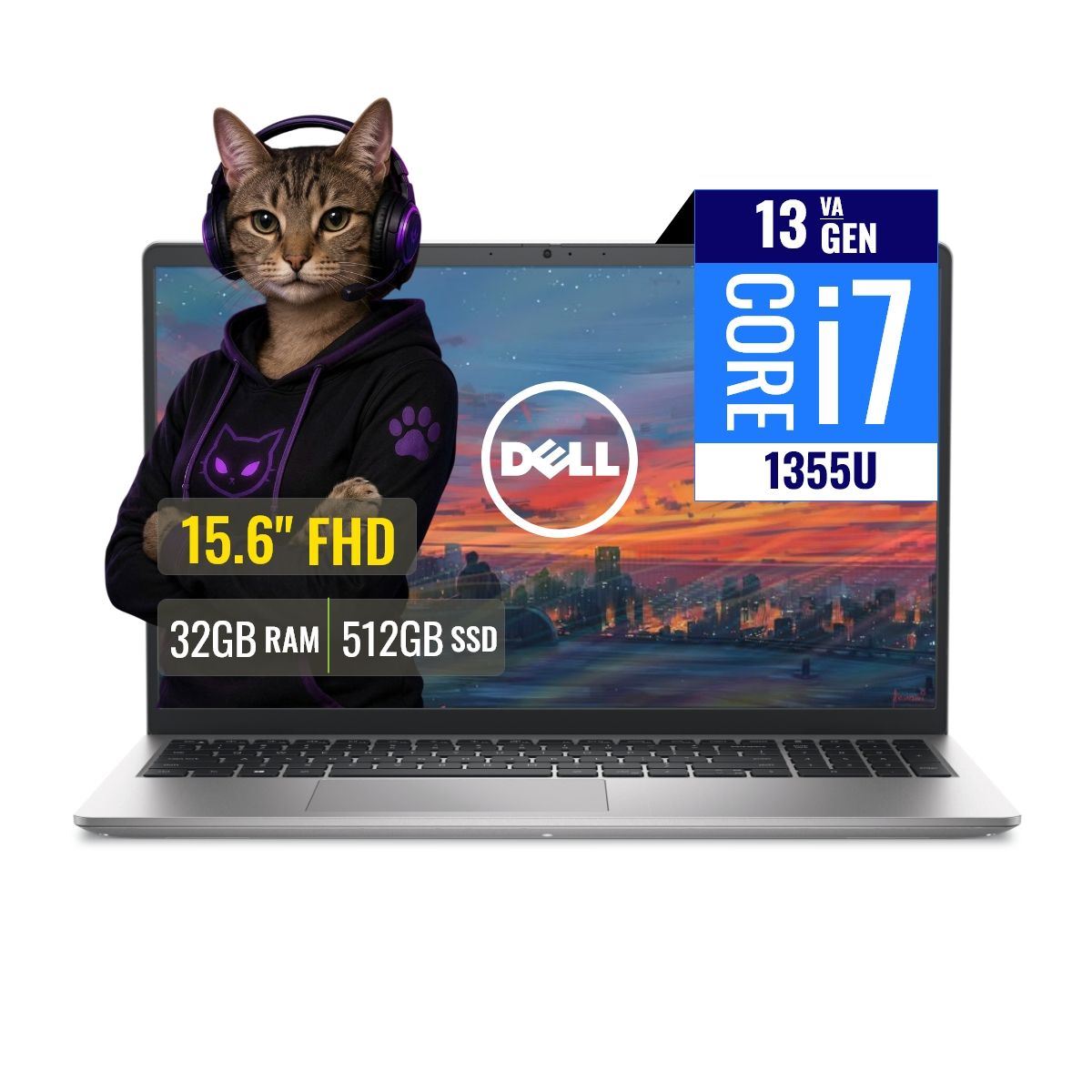 Laptop Dell DC15250 Intel Core i7 1355U 32GB RAM 512GB SSD M.2 15.6 FHD FreeDOS