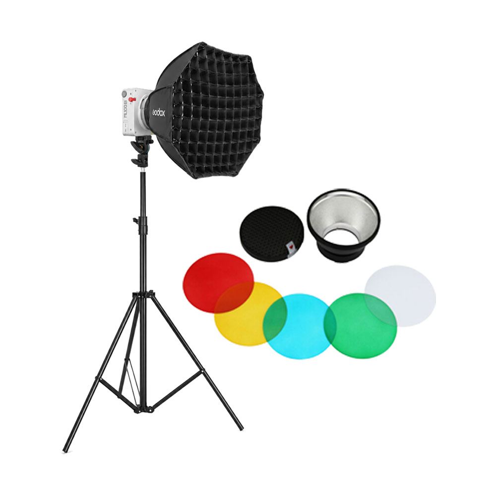 Luz Continua Godox ML100Bi + Parante + Softbox AD-S60S + Reflector AD-R14