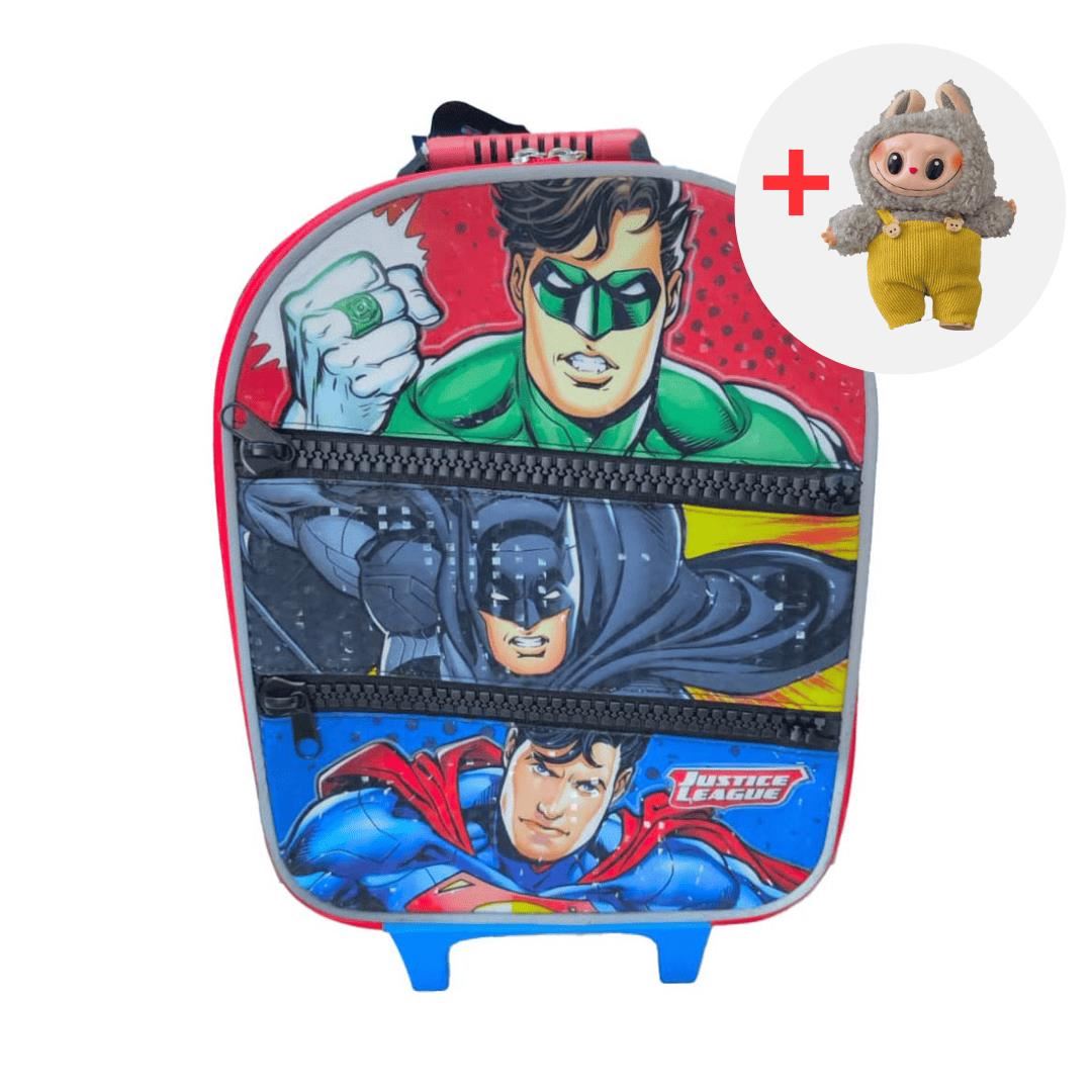 MALETA ESCOLAR KIDDO JUSTICE LEAGUE HERO + LABUBU