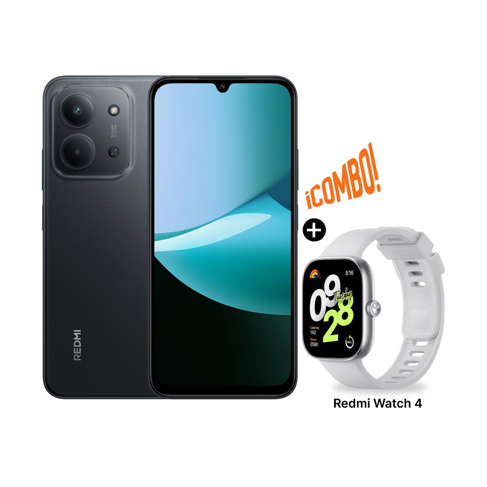 COMBO CELULAR XIAOMI REDMI 15C 4GB RAM 256GB ROM COLOR NEGRO + XIAOMI REDMI WATCH 4 SILVER GRAY