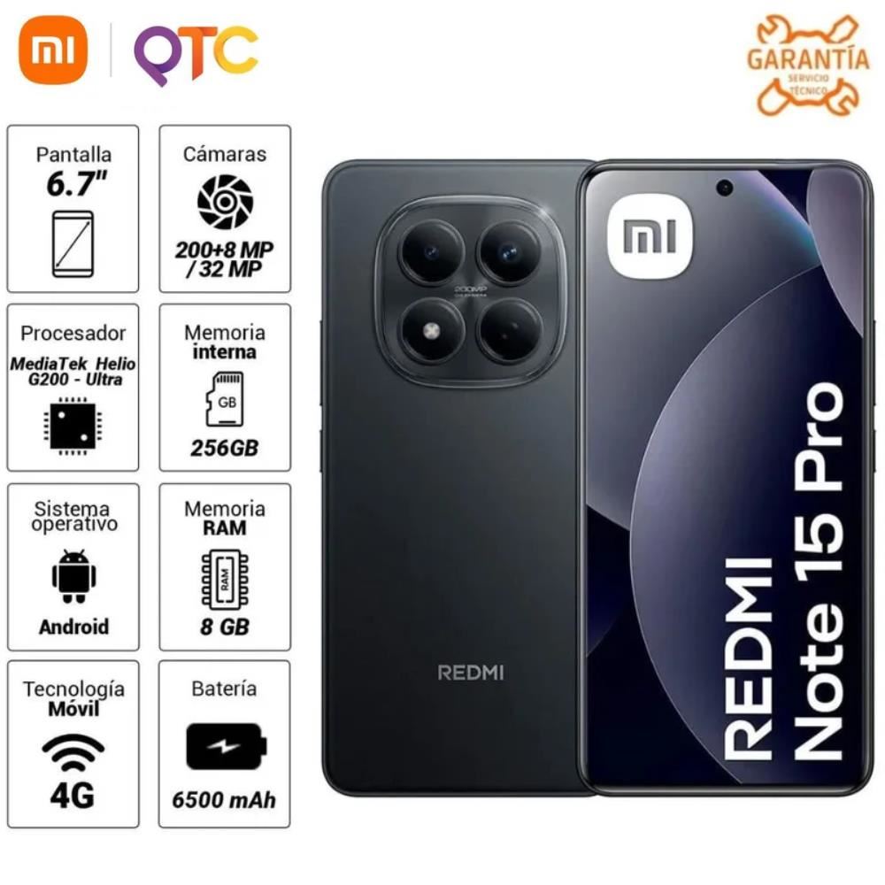 Celular Xiaomi Redmi Note 15 PRO 4G 8GB RAM 256GB ROM Negro