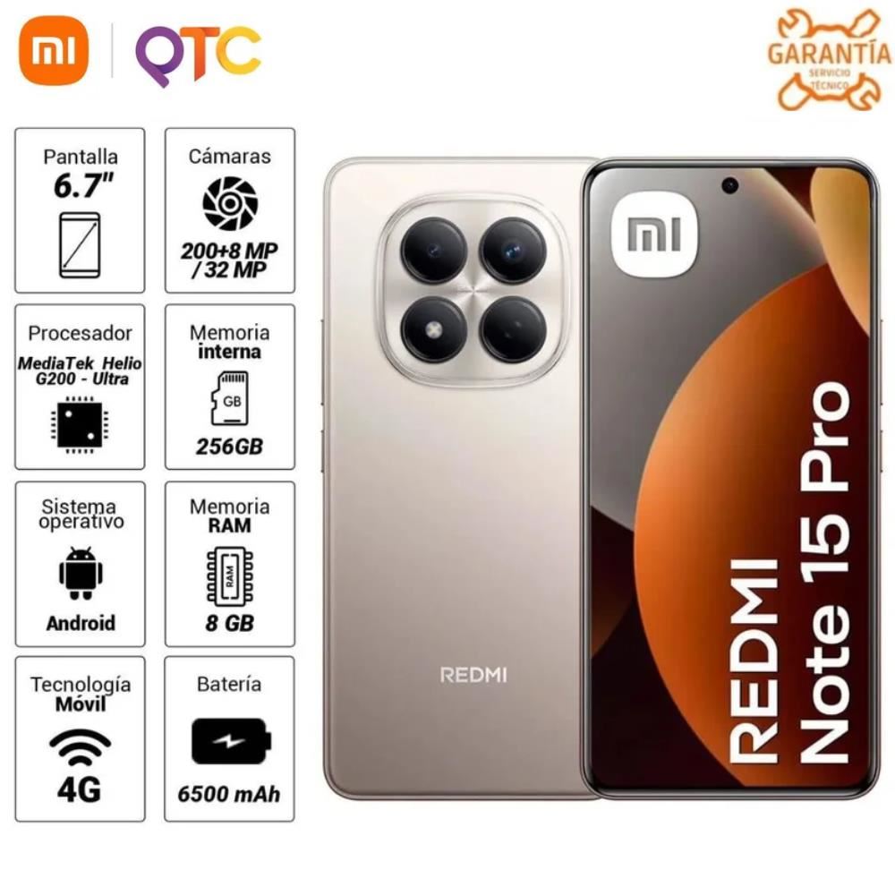 Celular Xiaomi Redmi Note 15 PRO 4G 8GB RAM 256GB ROM Titanio