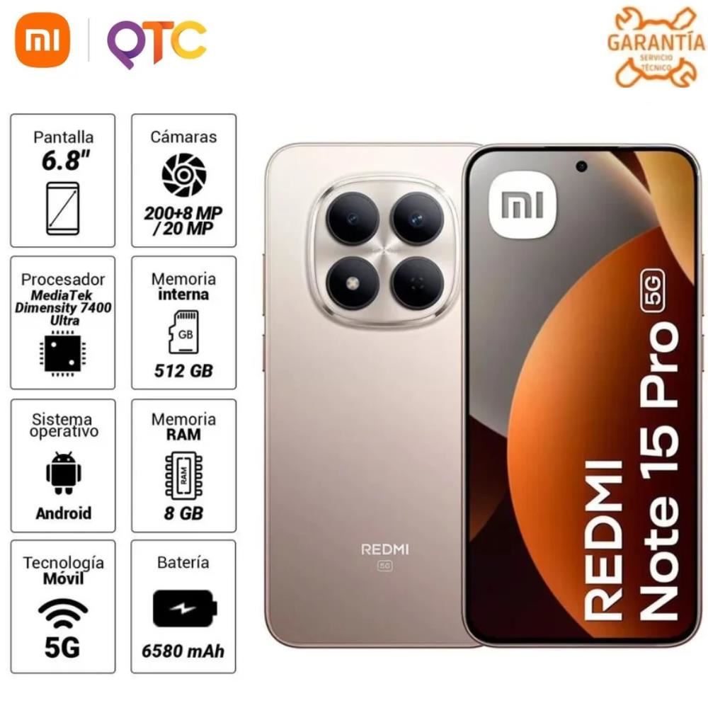 Celular Xiaomi Redmi Note 15 PRO 5G 8GB RAM 512GB ROM Titanio