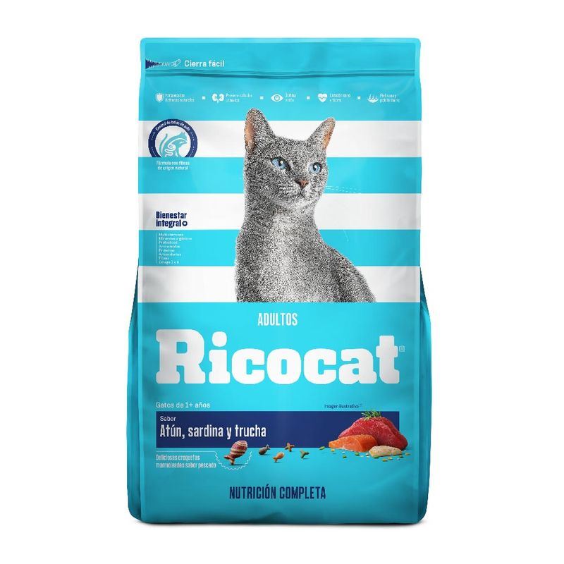 Comida para Gatos RICOCAT Adultos Atún, Sardina y Trucha Bolsa 9 kg