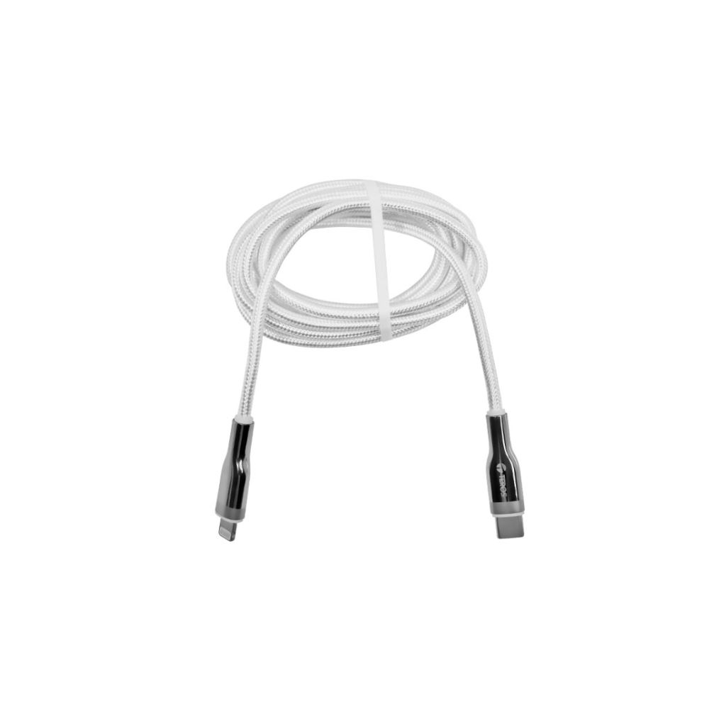 CABLE TIPO C A LIGHTNING BLANCO Y PLATEADO, 2 METROS (TE-70212W)
