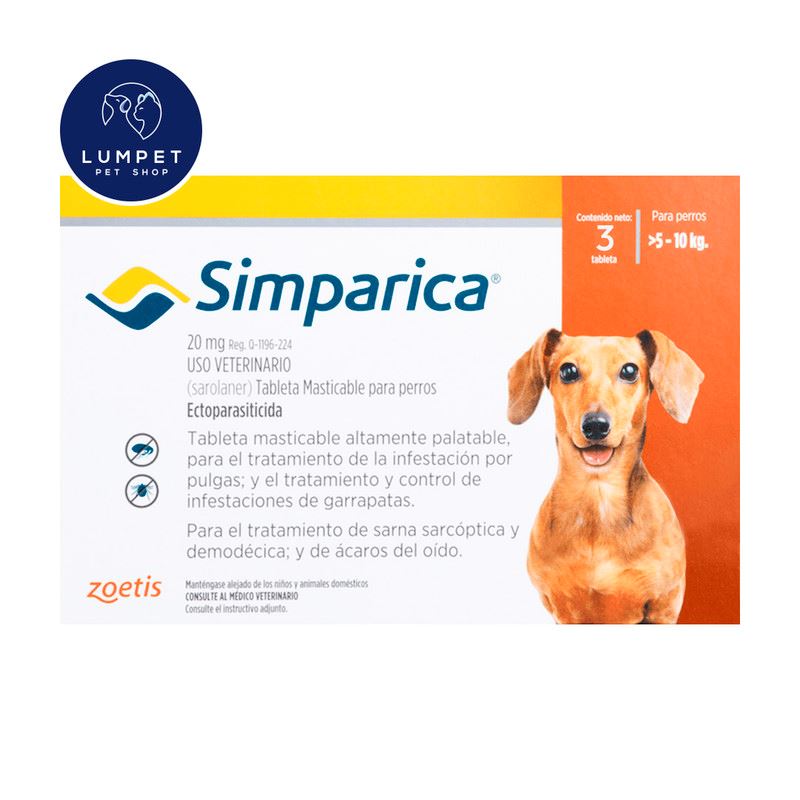 Simparica 5 - 10 Kg 20 mg x 3 Tabletas