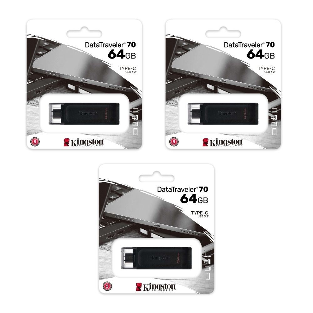 MEMORIA USB TIPO C KINGSTON 64GB KIT DE 3 UNIDADES