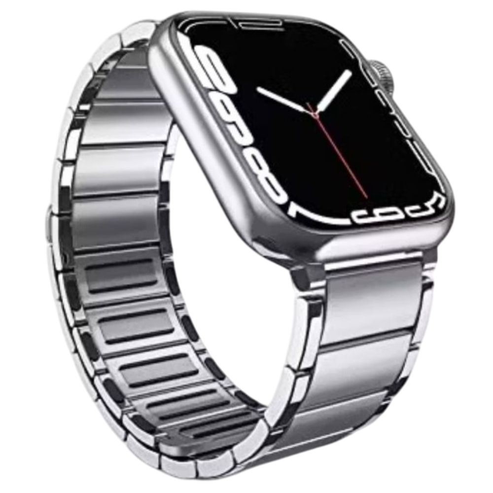 Correa de Metal Acero para Apple Watch Two Section Magnetic Plateado