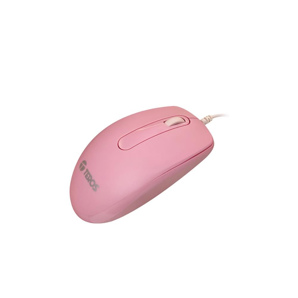 Mouse Óptico Alámbrico Teros TE-1221S 1000 DPI USB Rosado