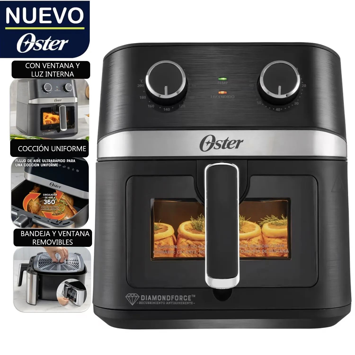 Freidora de Aire Manual Oster de 6 Lts Diamond Force CKSTAF60WMDF