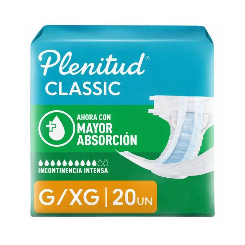 Pañal PLENITUD Classic Verde Talla G Paquete 20un