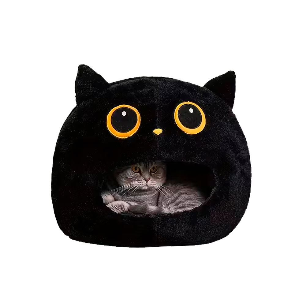 Cama de gato con diseño cueva Gatuna Negro + cojin