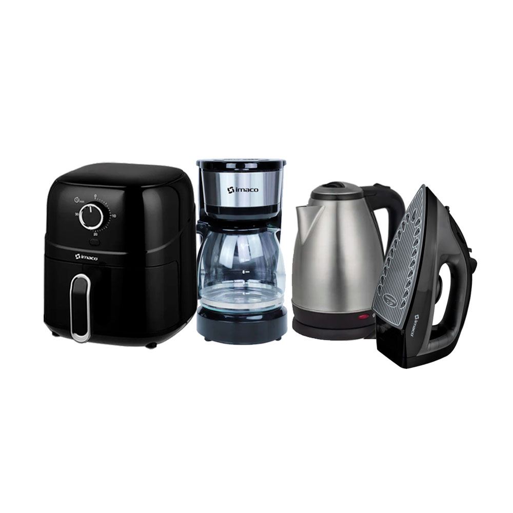 Combo Freidora de Aire Imaco+Cafetera+Hervidor+Plancha