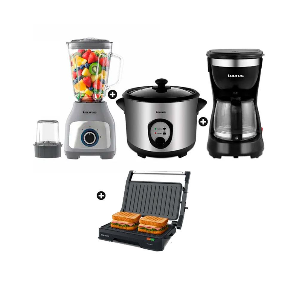 Combo Licuadora Taurus 1.5lt+Arrocera 1.2lt+Cafetera New+Mini Grill