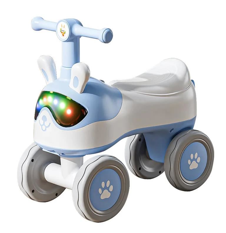 CONEJITO COLOR CELESTE LENTES SONIDO Y LUCES. BUGGY CORREPASILLOS