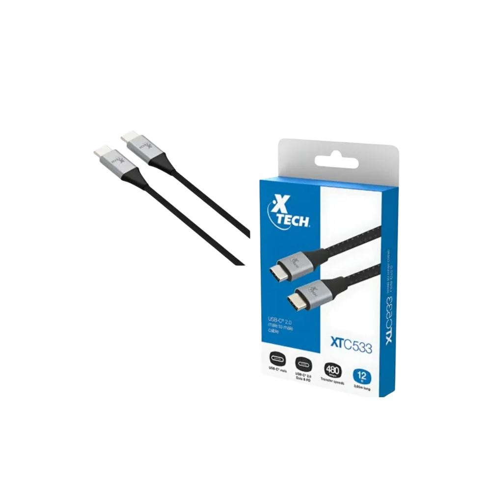 CABLE USB-C 2.0 MACHO A MACHO PVC TRENZADO EN NAILON