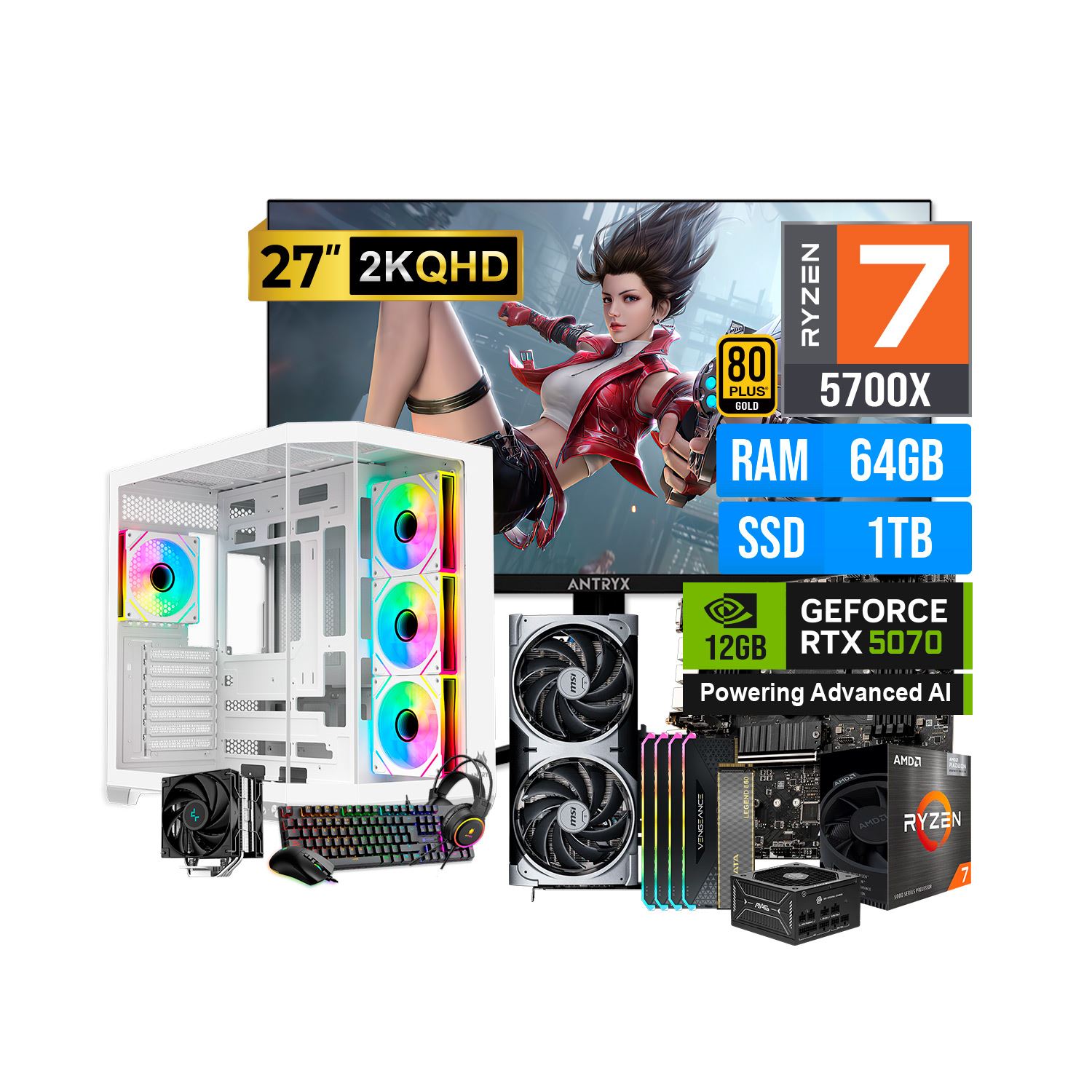 CPU GAMER RYZEN 7 5700X 32GB 1TB SSD RTX 5060 8GB