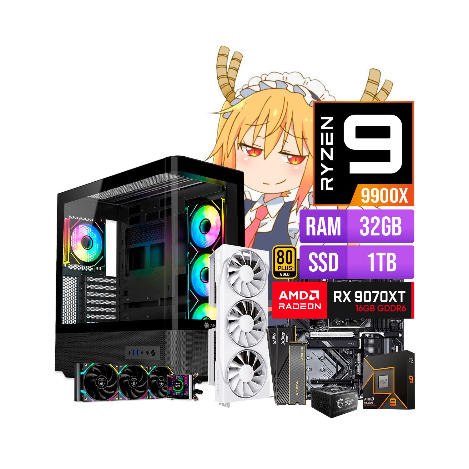 CPU GAMER RYZEN 9 9900X 32GB 1TB RX 9070 XT 16GB