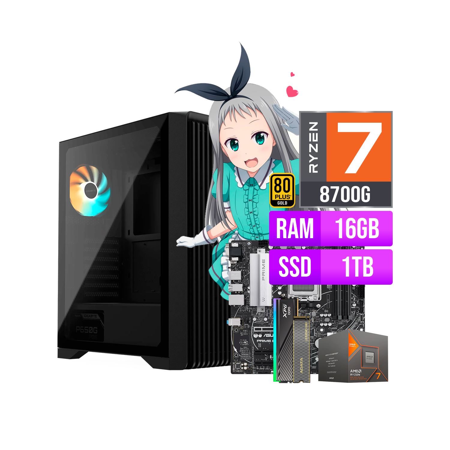 PC RYZEN 7 8700G 16GB DDR5 1TB SSD