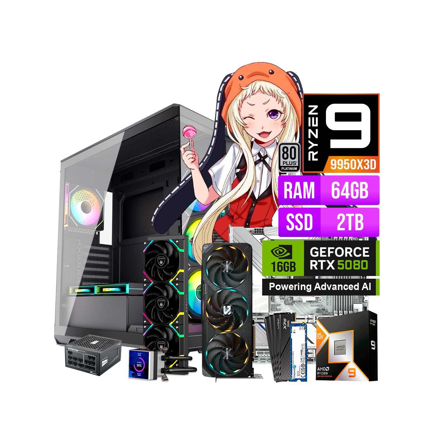 COMPUTADORA PC GAMER AMD RYZEN 9 9950X3D RAM 64GB SSD 4TB NVIDIA RTX 5080 16GB