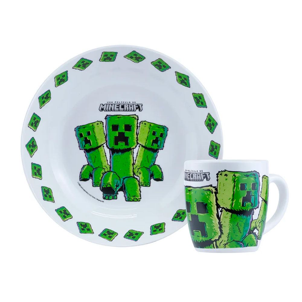 Vajilla infantil Minecraft 2Pz Scool Plato + taza Ceramica 704879