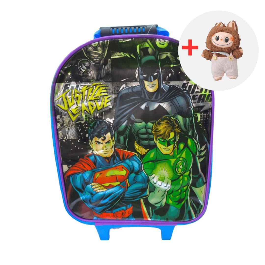 MALETA ESCOLAR KIDDO JUSTICE LEAGUE + LABUBU