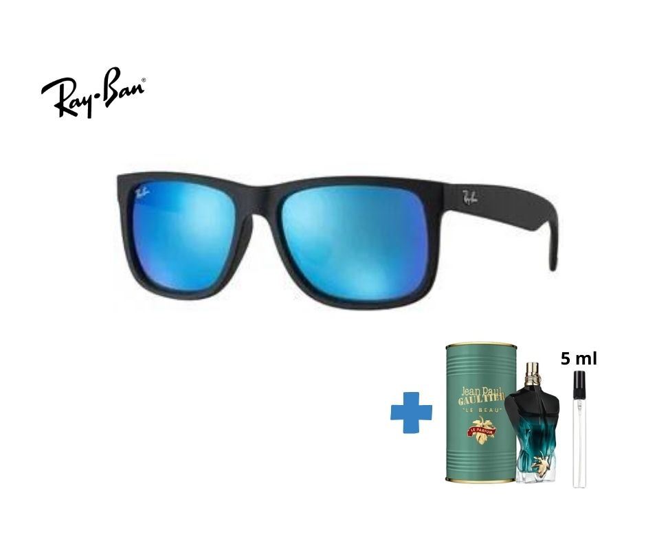 PACK DUO Lentes RayBan Justin RB4165 Polarizado Azul + Decants Perfume Le Beau Le Parfum Jean Paul Gaultier 5ml