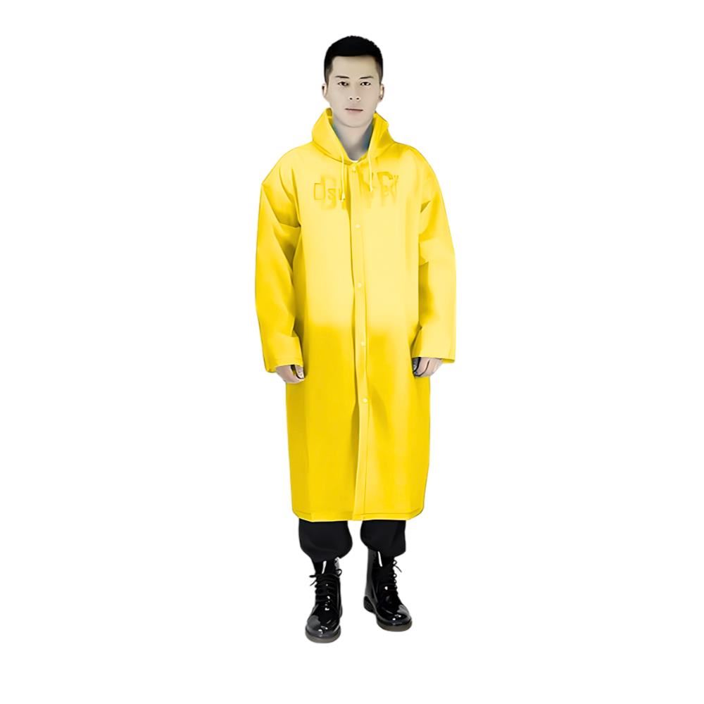 Poncho Para Lluvia Ligero Impermeable con Manga Capucha y Botones - AMARILLO