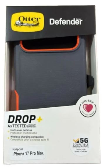 Funda Para Iphone 17 Pro Otter Box Defender - Gris Y Naranja -  Con Magsafe