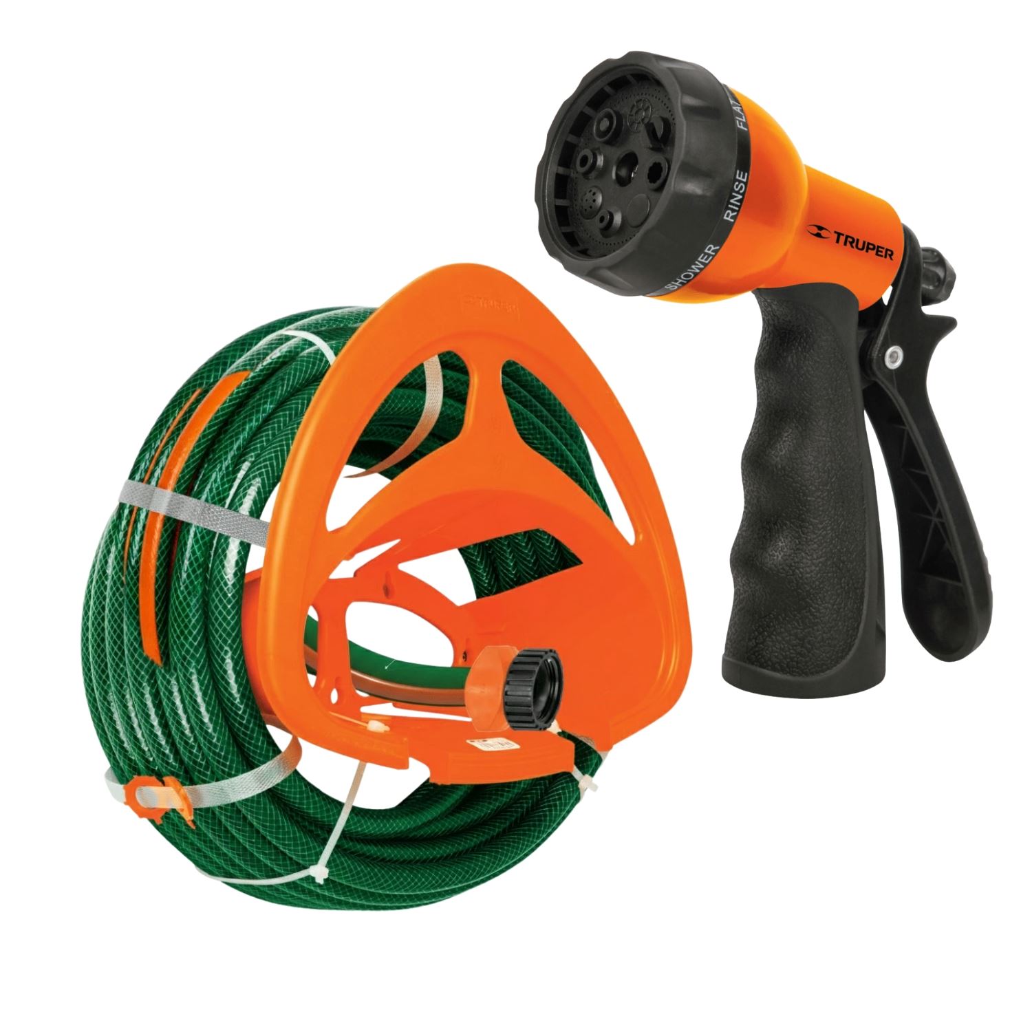 Combo Manguera De Riego 10m, Porta Manguera Y Pistola Truper