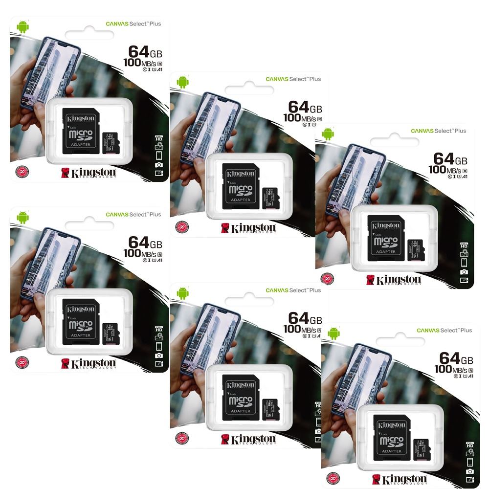 MEMORIA MICROSD KINGSTON 64GB KIT DE 6 UNIDADES