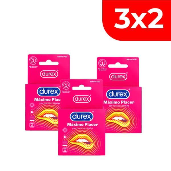 3x2 Preservativo Durex Máximo Placer - Caja 3 UN