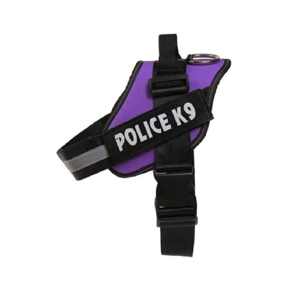 Pechera Arnés Police K9 morado para mascotas perros y/o gatos talla M