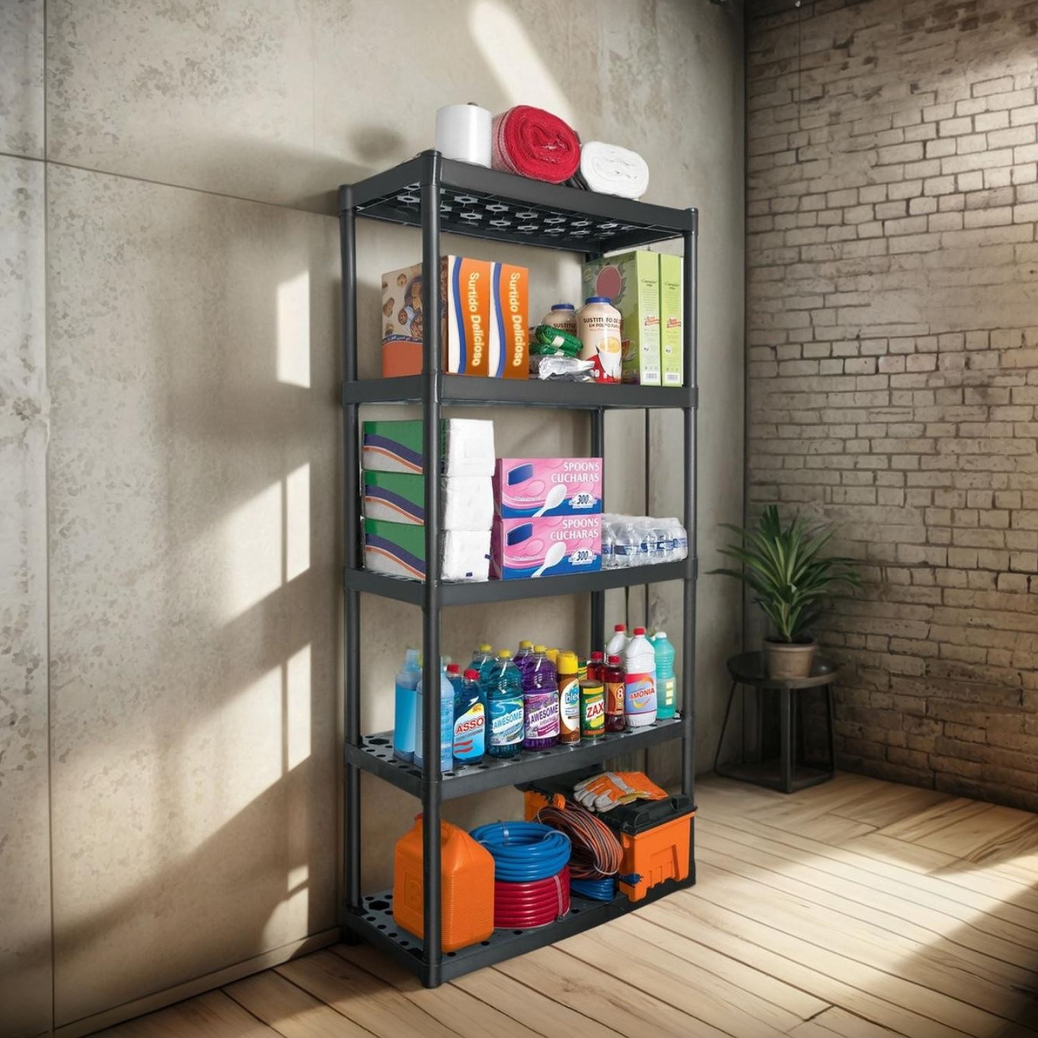 ESTANTE PLASTICO USO RUDO SOPORTA 340KG 5 REPISAS - TRUPER