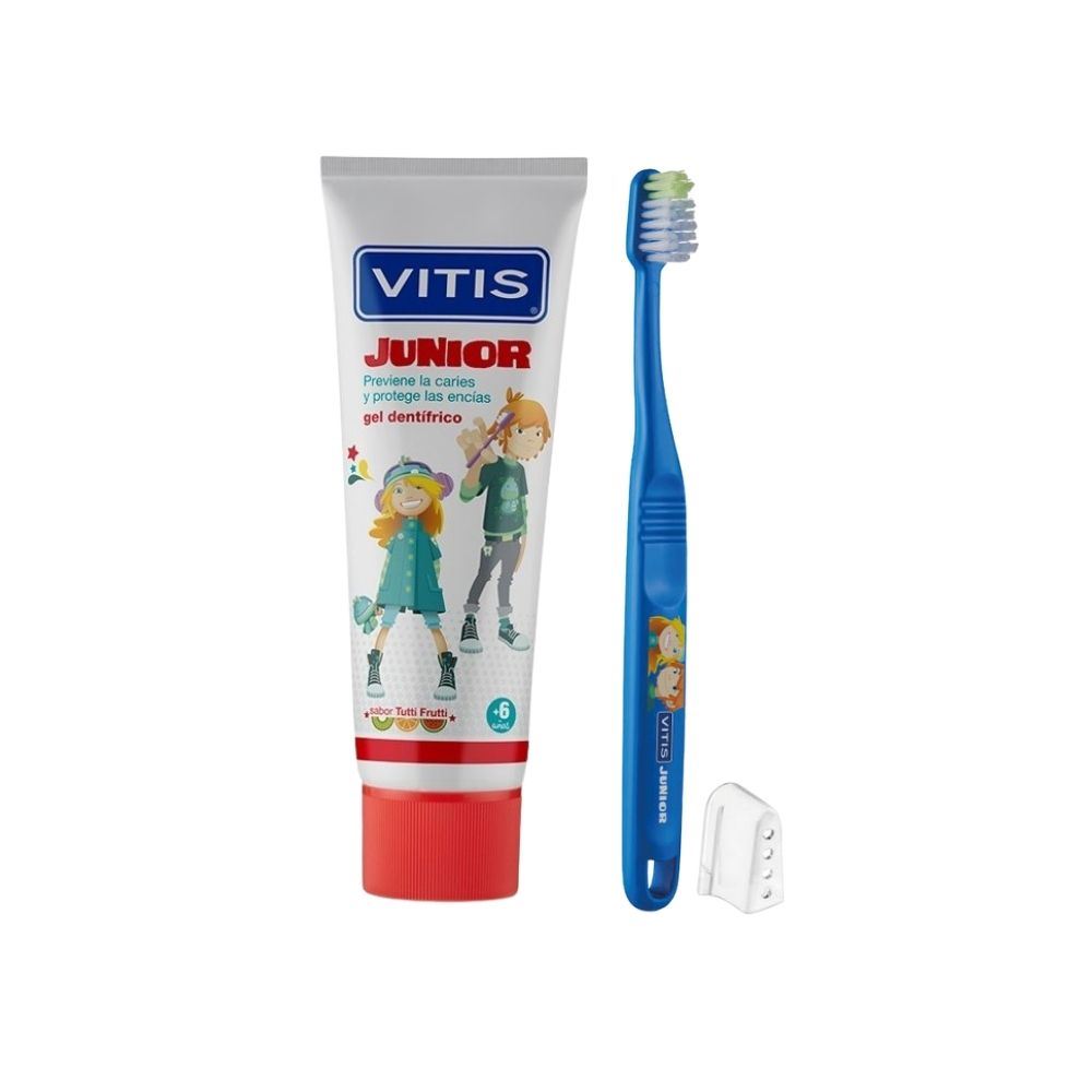 Pack Cepillo Dental Vitis Junior 1 Und + Crema Dental Vitis Junior 75 Ml