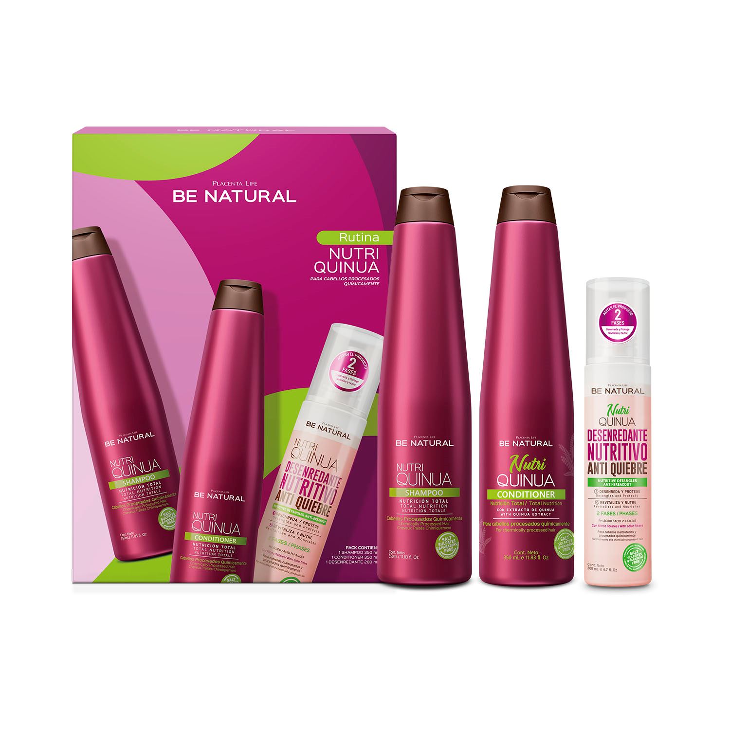 Be Natural Nutri Quinua Shampoo + Conditioner+ Desenredante Pack