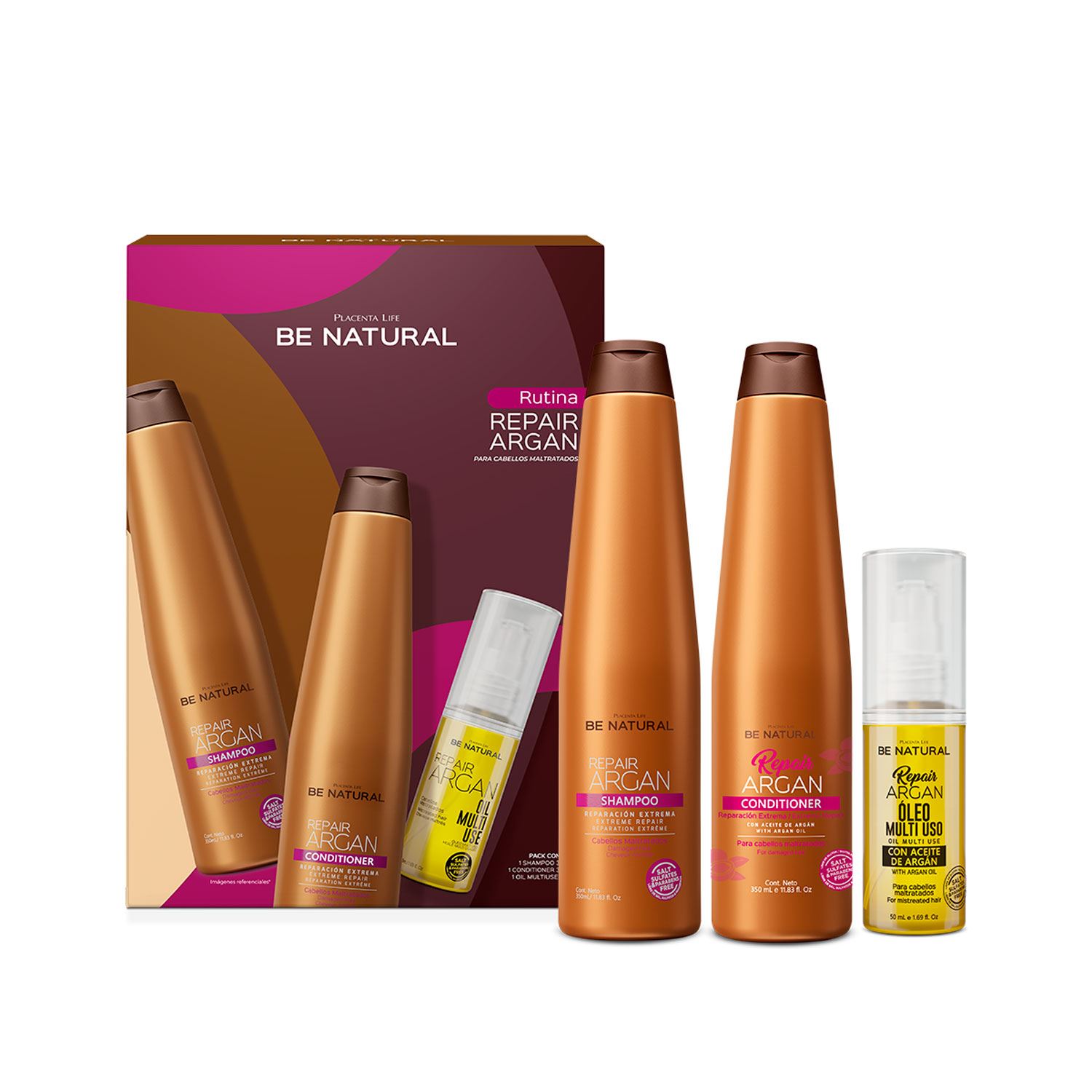 Be Natural Repair Argan Shampoo + Conditioner+ Oleo Pack