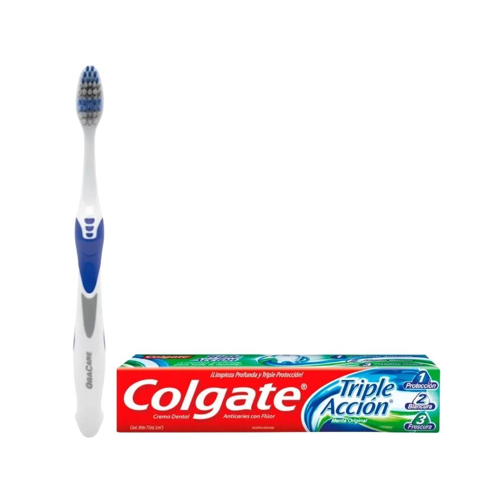 Pack Crema Dental Colgate Triple Acción Tubo 75 Ml 1 Und + Cepillo Dental Oralcare 1 Und