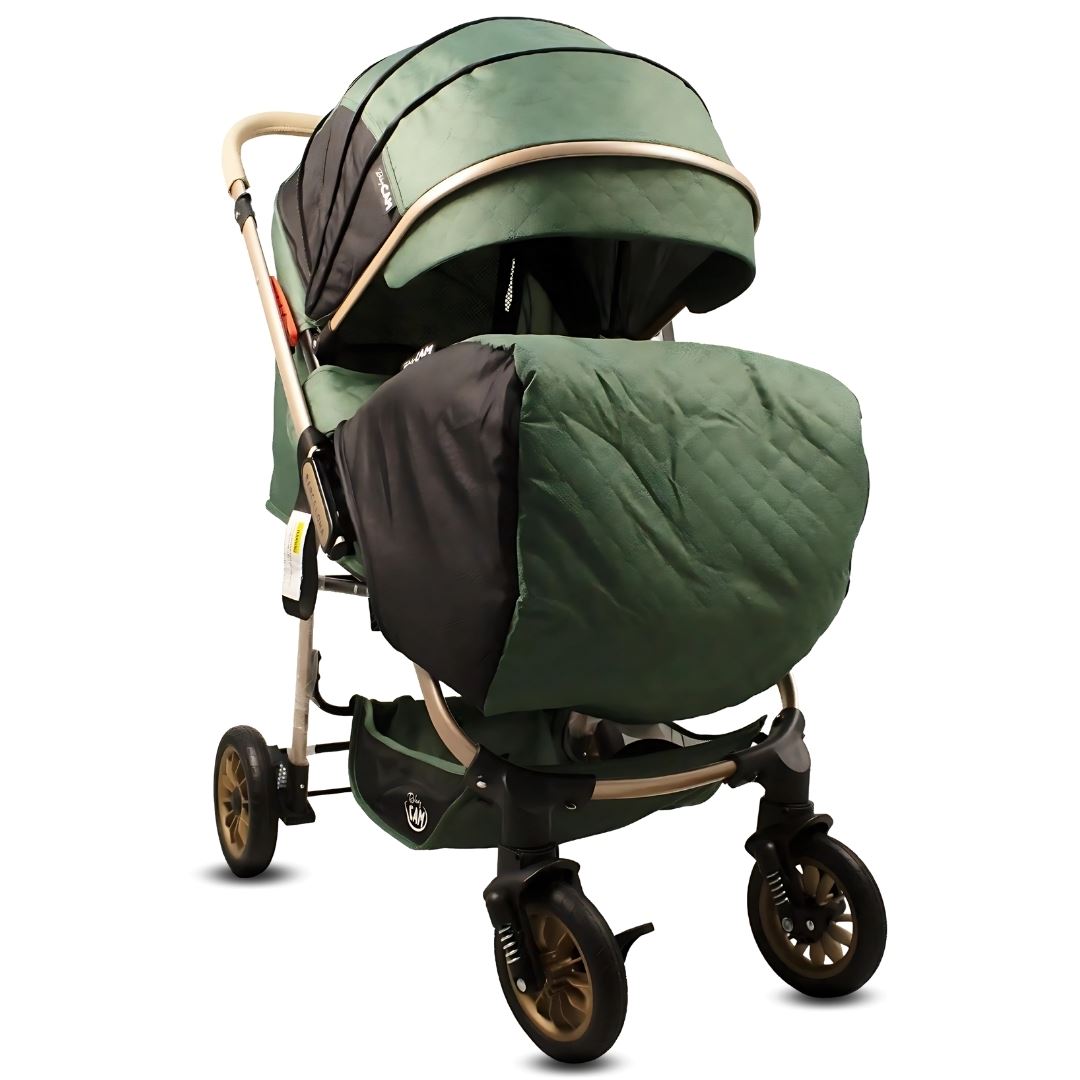 Coche Cuna de Lujo «BARCE NEW» Mango Reversible Green