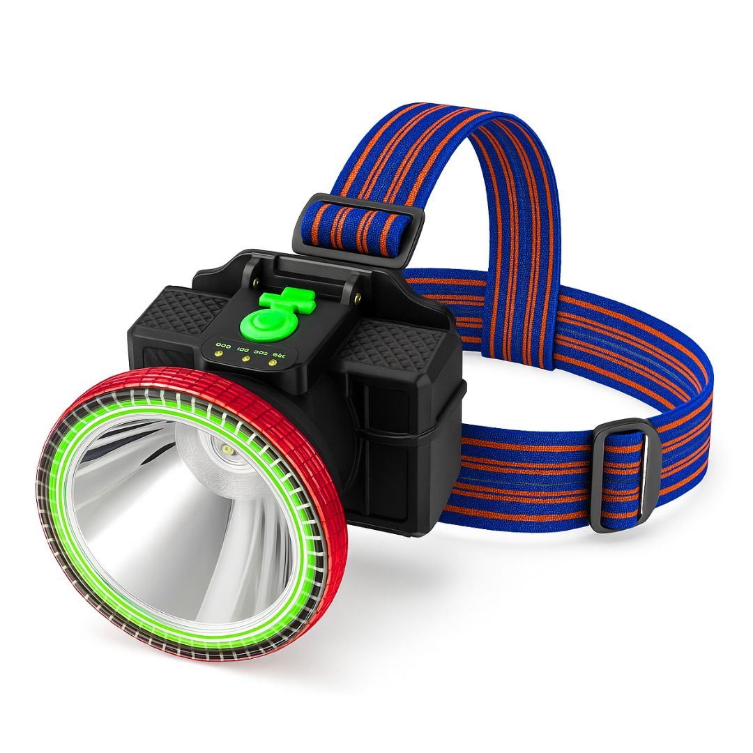 Linterna Frontal LED 150W Bossney con Foco Grande, Indicador Digital, Carga Tipo C y 3000 mAh IPX4