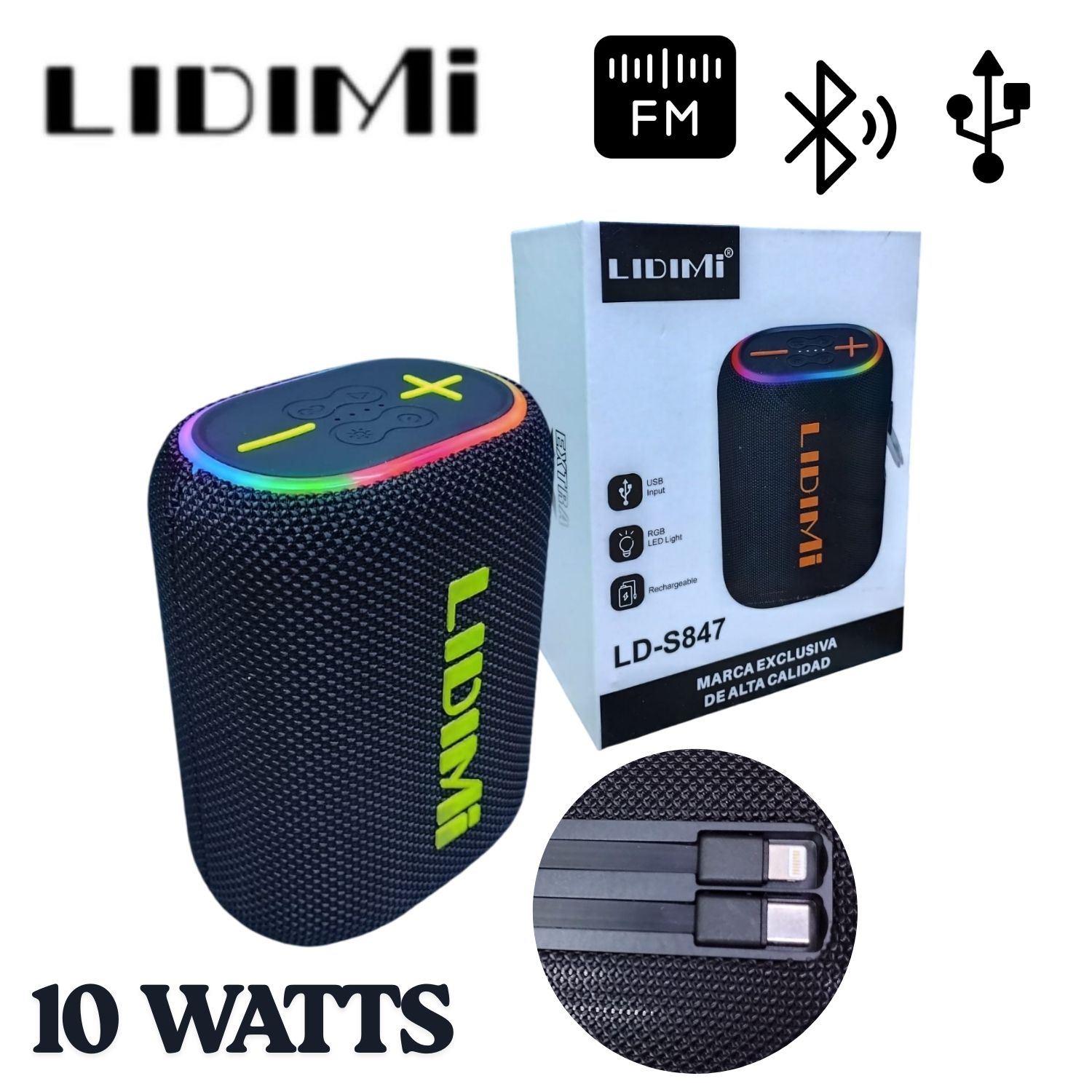 Parlante Portátil Lidimi LD-S847 Con Power Bank BT USB Color Aleatorio