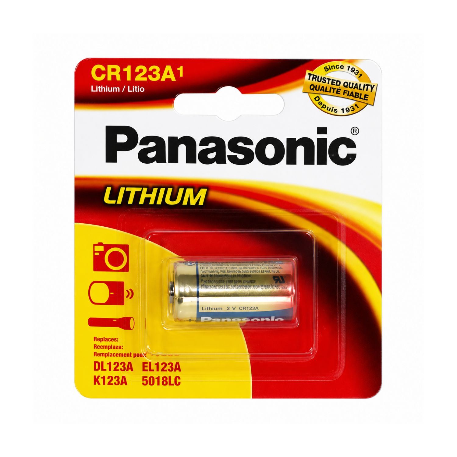 Pila de Litio Panasonic CR123A 3V para Cámaras Linternas Tácticas Alarmas y Sistemas de Seguridad