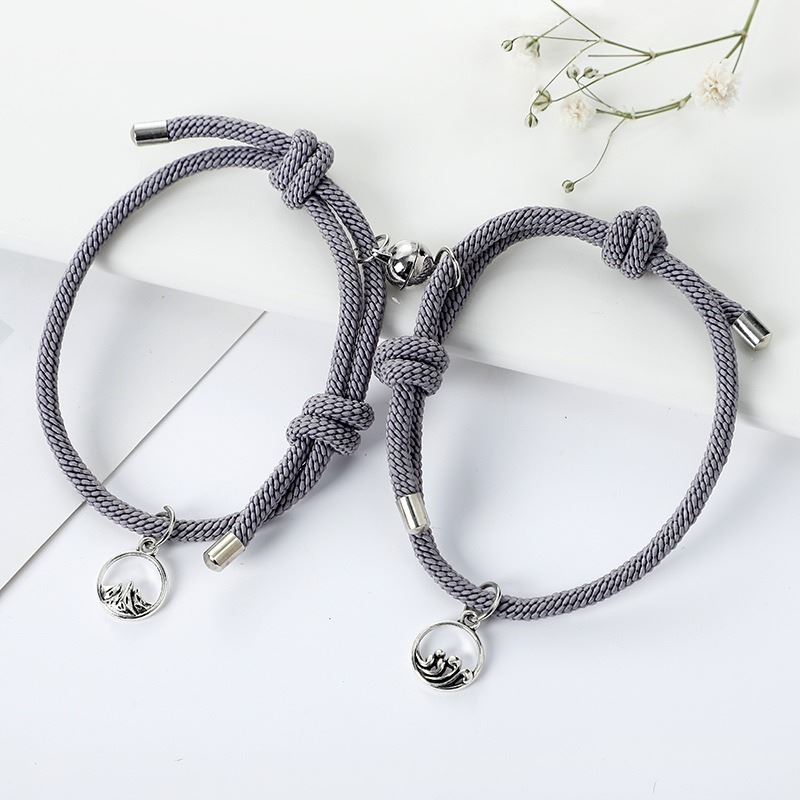 Pulsera Magnética 2 Unidades Para Enamorados, Novios Color Gris