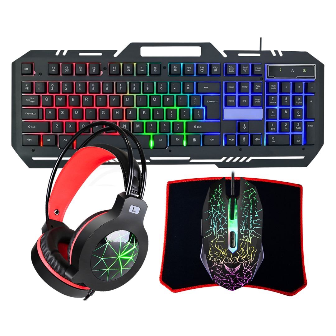 Combo Teclado y Mouse Gamer USB con Luz RGB y DPI 4000