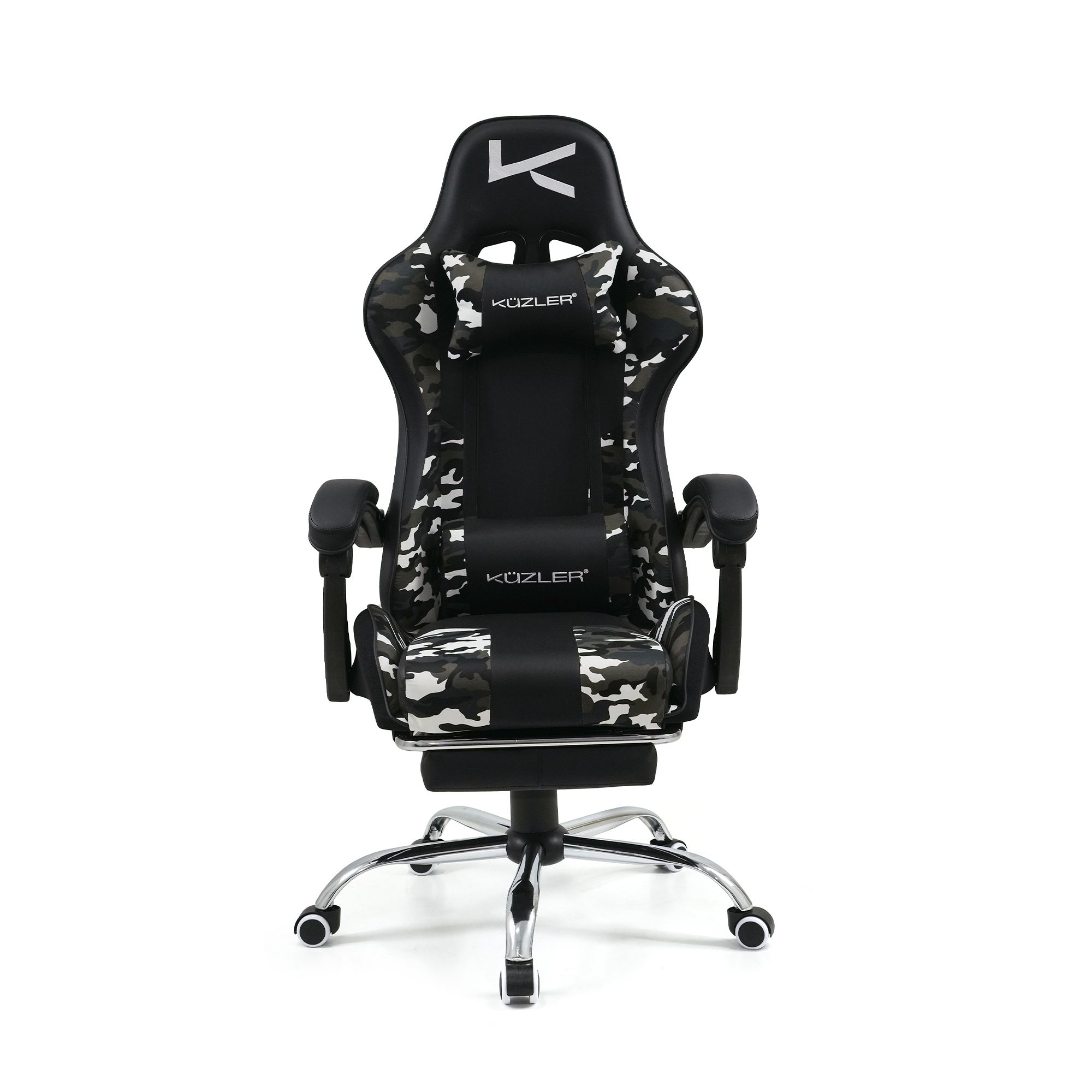 Silla Gamer Kuzler Camuflada Masajeador Lumbar Reposapiés y Base Metálica RIK-101CAMO